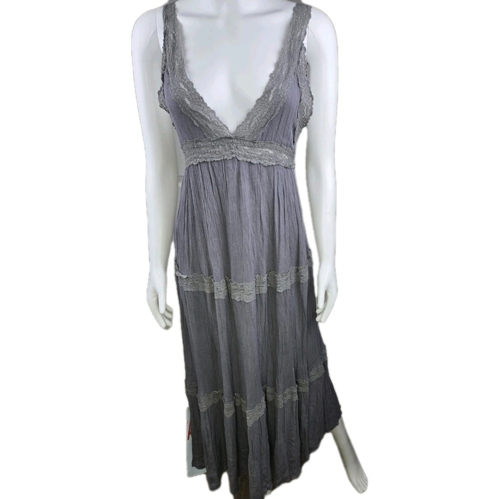 Vici Camisole Tiered Slip Maxi Whimsygoth Rayon Dress Lace Size Large L Whispy